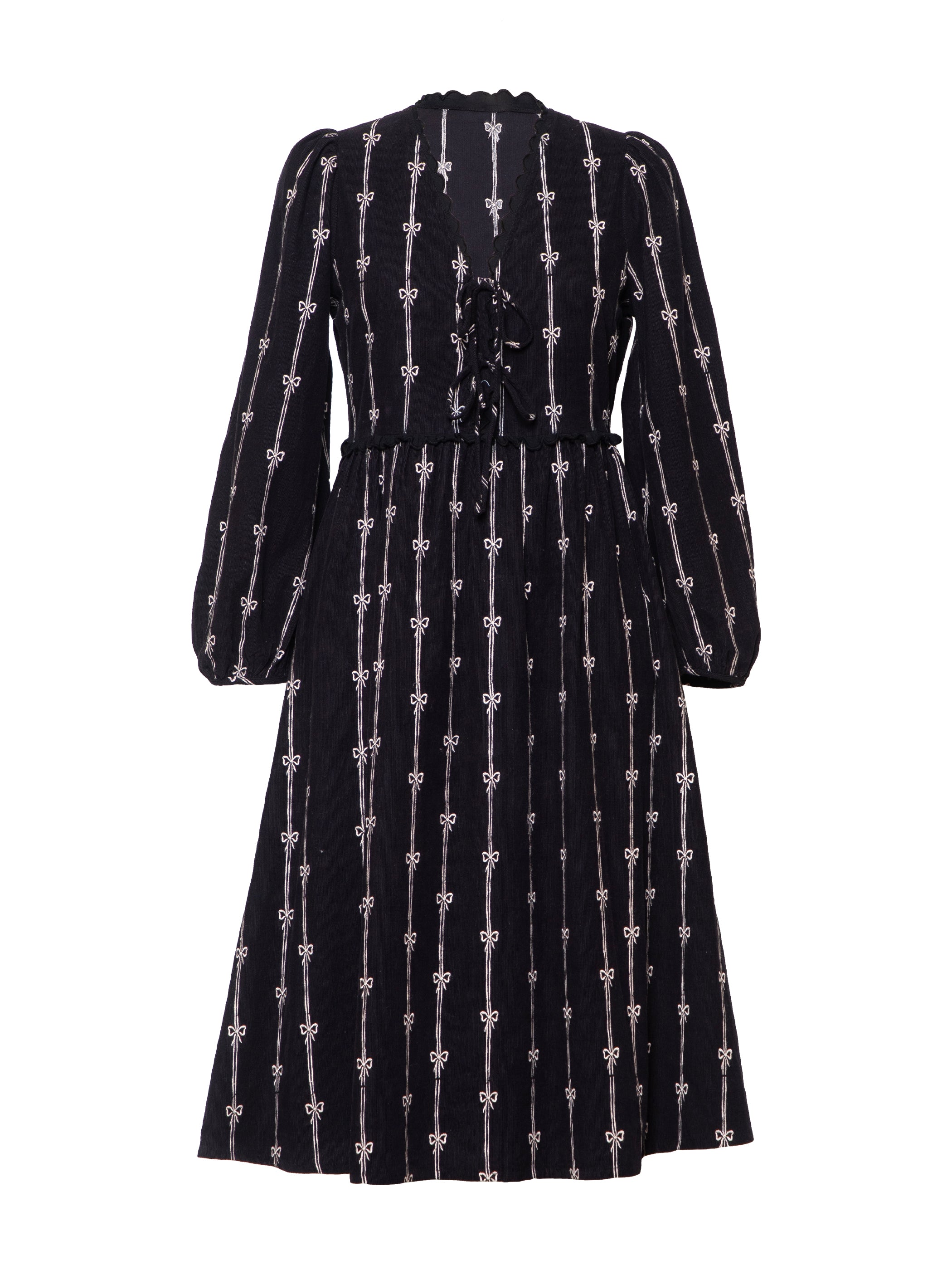 Beatrix Black Cord Embroidered Midi Dress