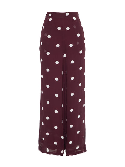 Saphi Chocolate Wine Spot Wide Leg Trouser 