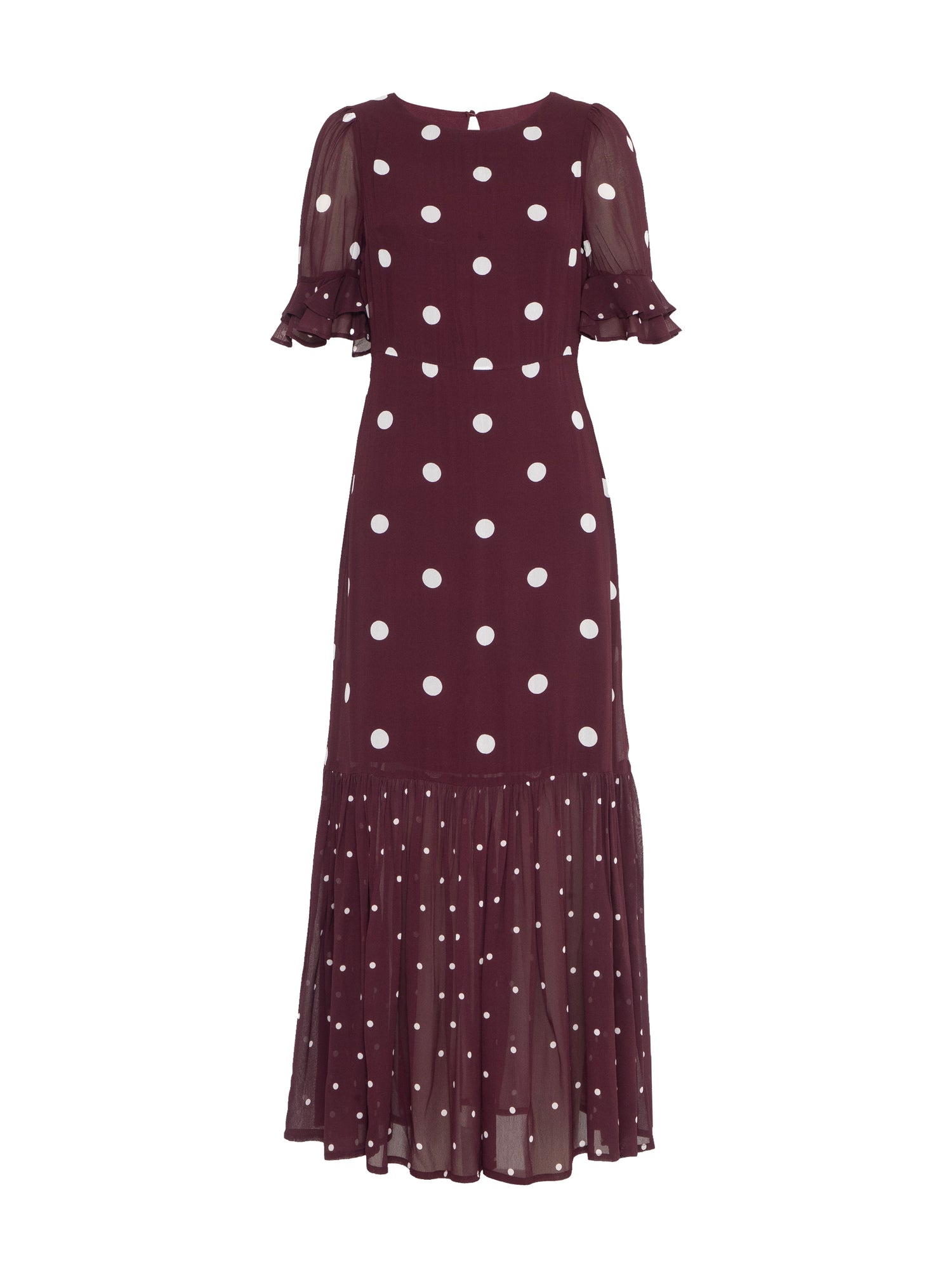 Saphi Chocolate Wine Spot Print Maxi Dress