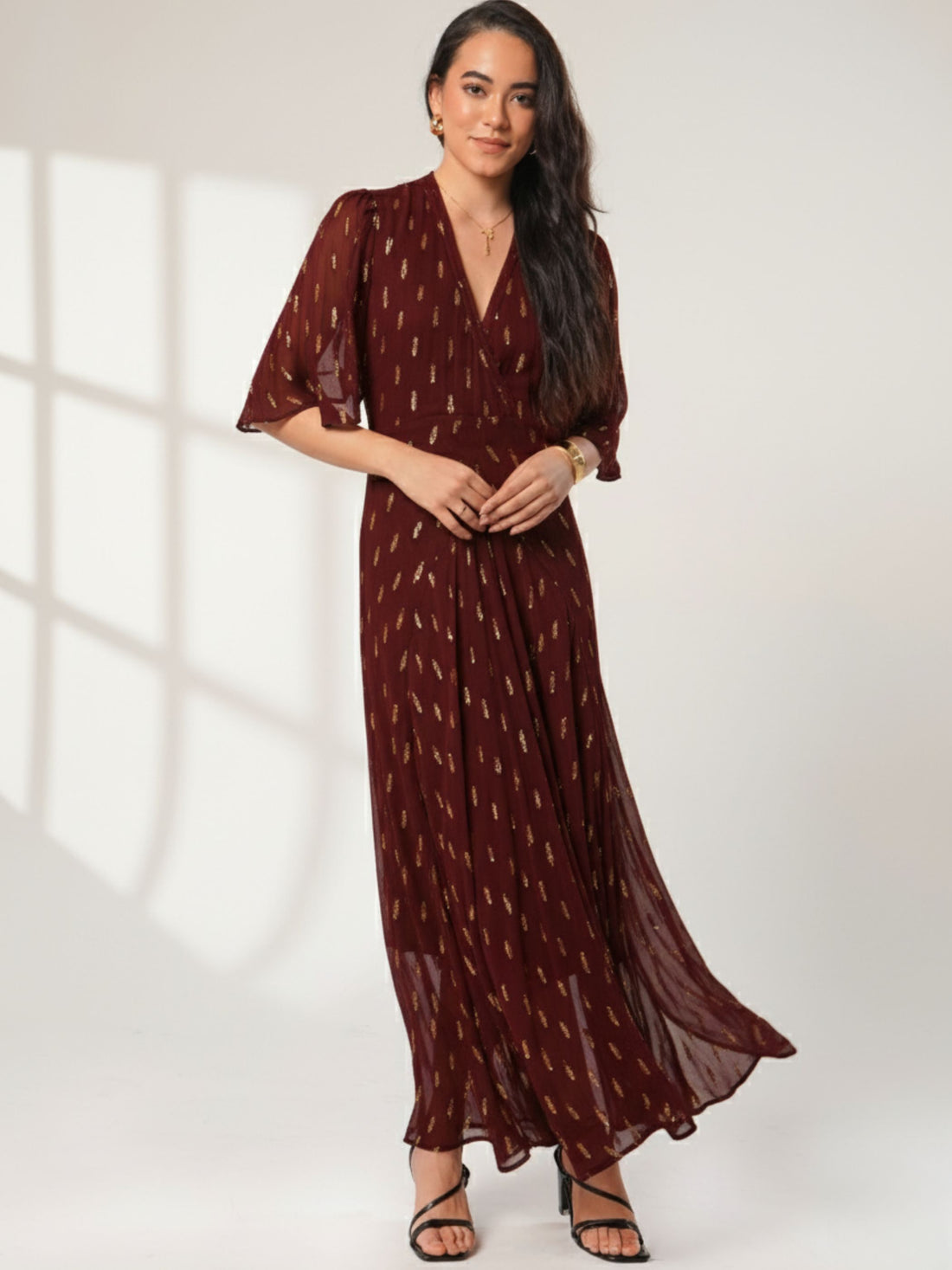 Talia Chocolate Berry Sparkle Maxi Dress