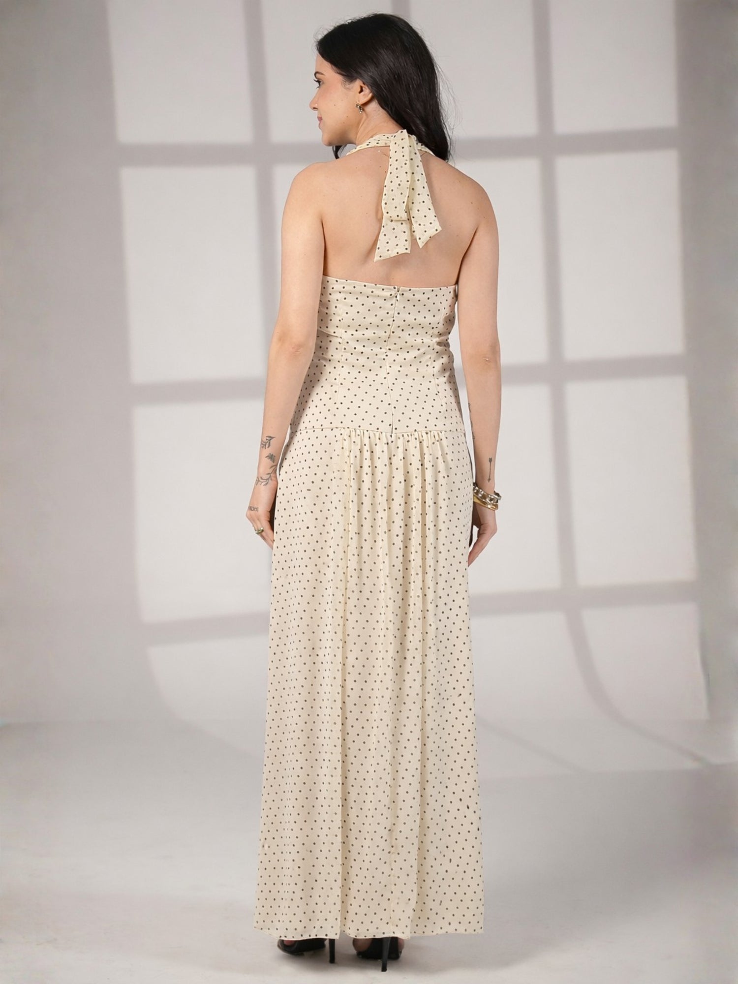 Sophi Spot Print Halter Neck Maxi Dress