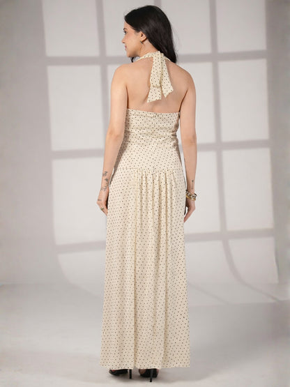 Sophi Spot Print Halter Neck Maxi Dress