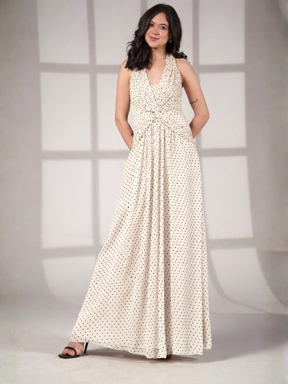 Sophi Spot Print Halter Neck Maxi Dress