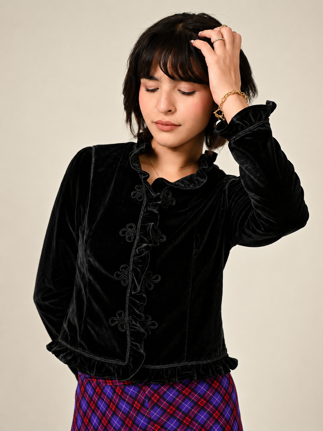 Adeline Velvet Military Jacket