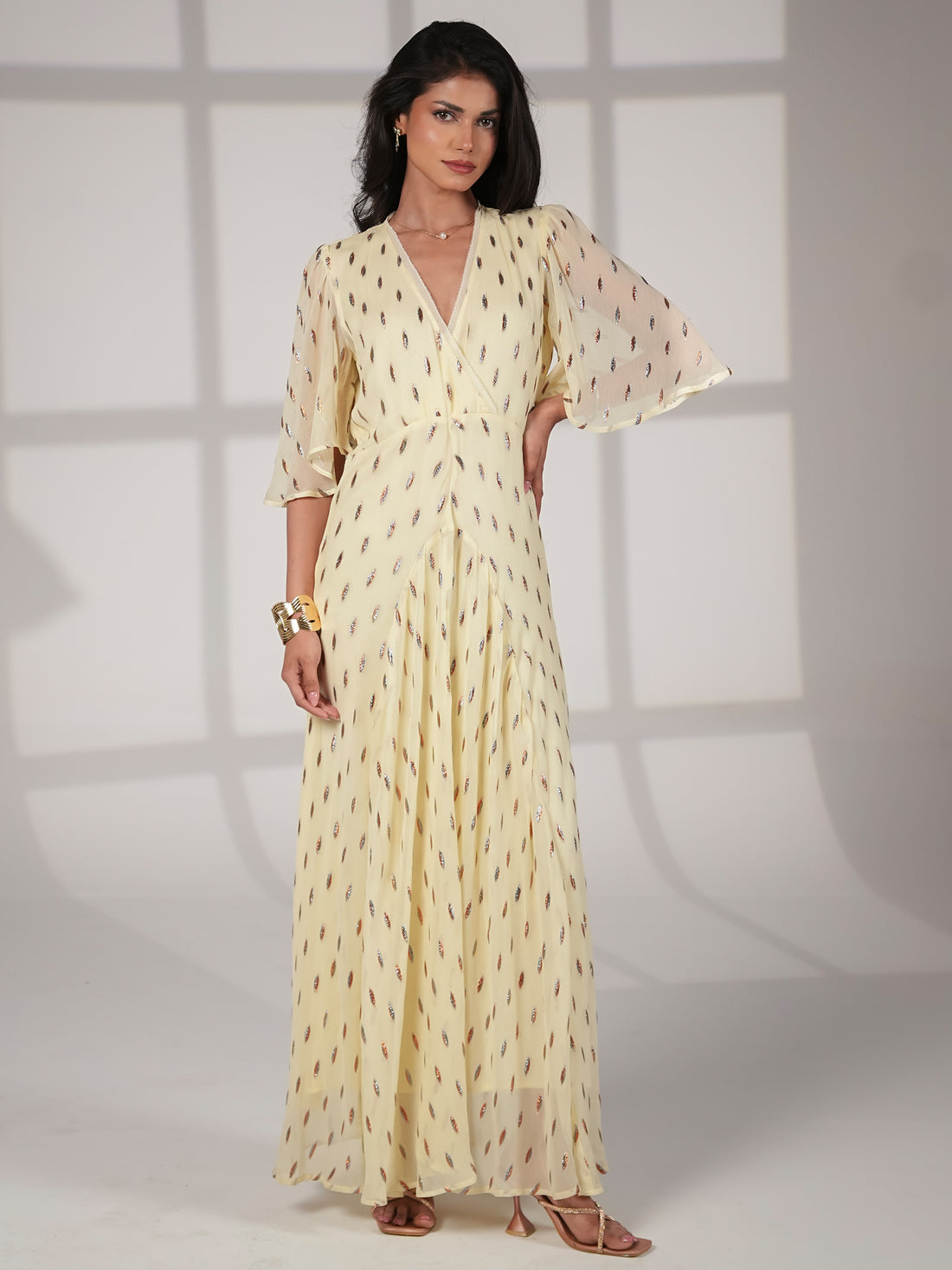 Talia Lemon Sparkle Maxi Dress