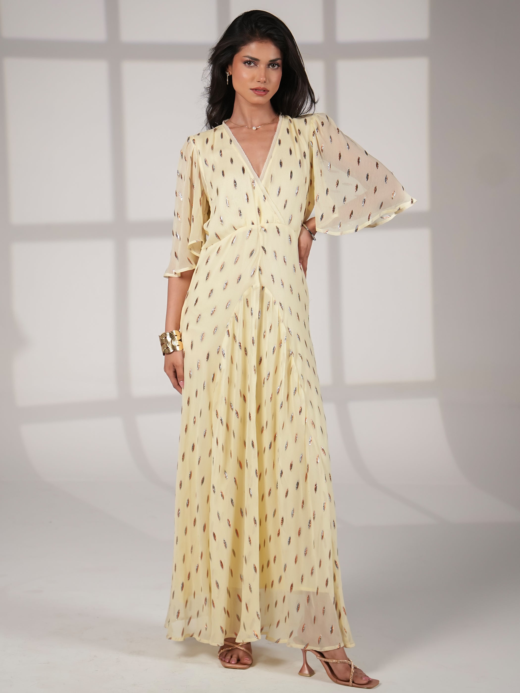 Talia Lemon Sparkle Maxi Dress