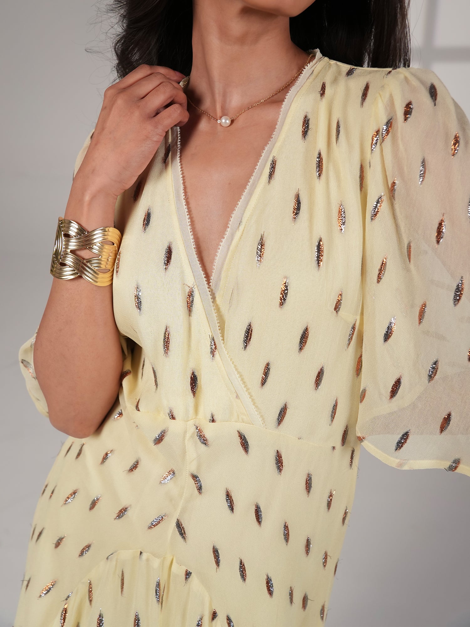 Talia Lemon Sparkle Maxi Dress