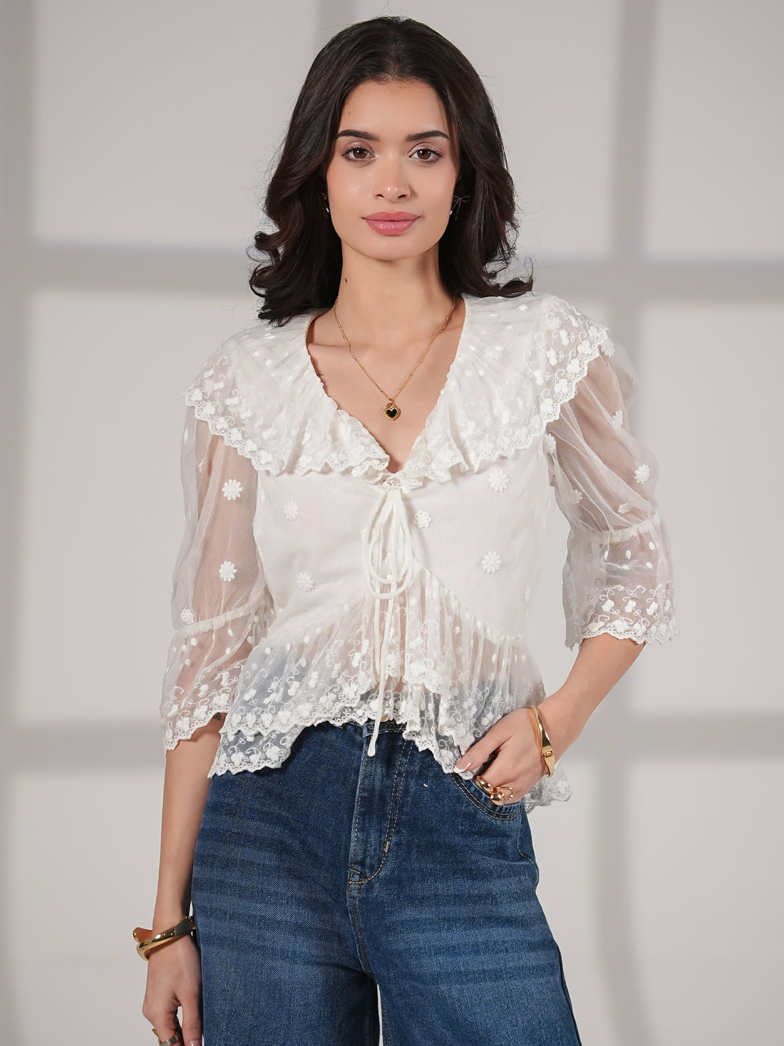 Samira Ivory Lace Blouse