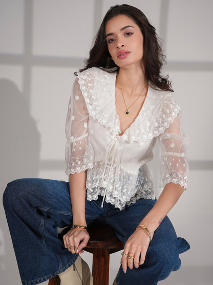 Samira Ivory Lace Blouse