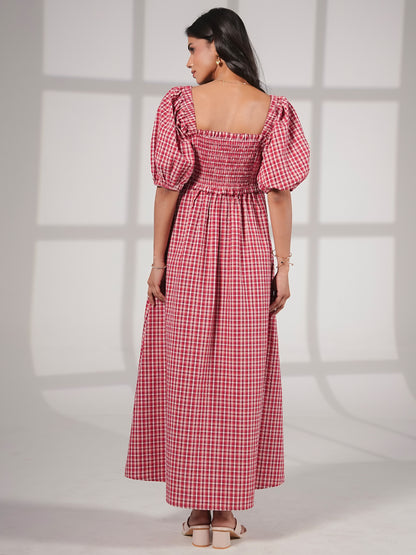 Karri Heart Boddice Red Check Dress