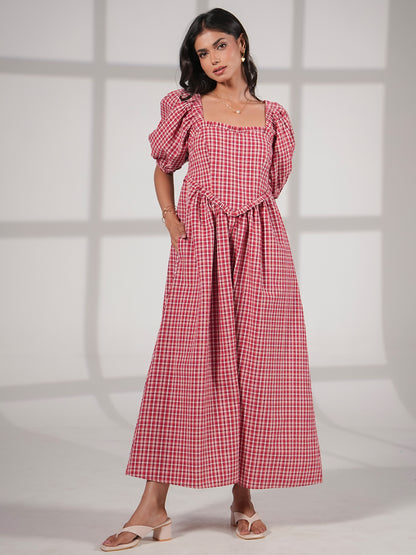Karri Heart Boddice Red Check Dress