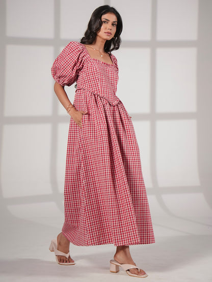 Karri Heart Boddice Red Check Dress