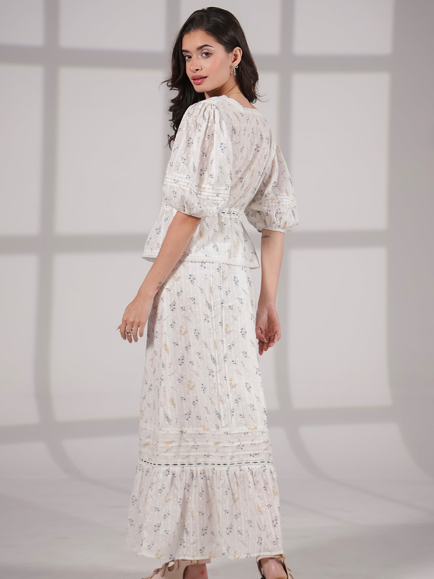 Ella Pretty Prairie Print Cotton Maxi Skirt