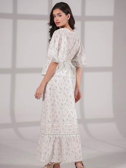 Ella Pretty Prairie Print Cotton Maxi Skirt