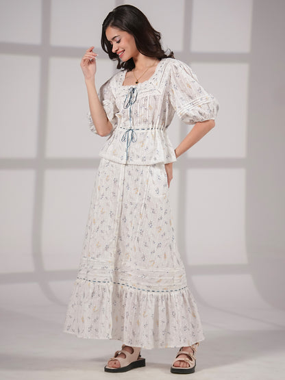 Ella Pretty Prairie Print Cotton Maxi Skirt