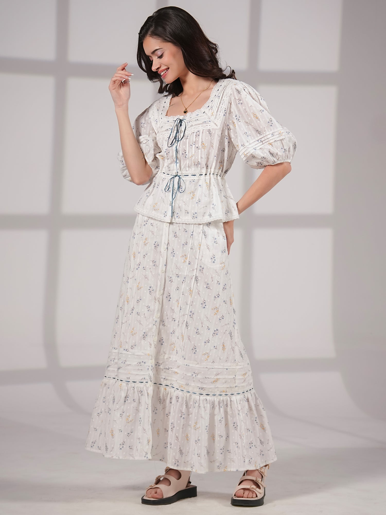 Ella Pretty Priarie Print Cotton Blouse