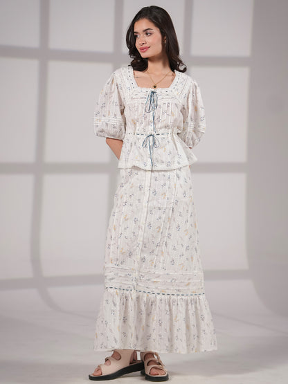 Ella Pretty Prairie Print Cotton Maxi Skirt