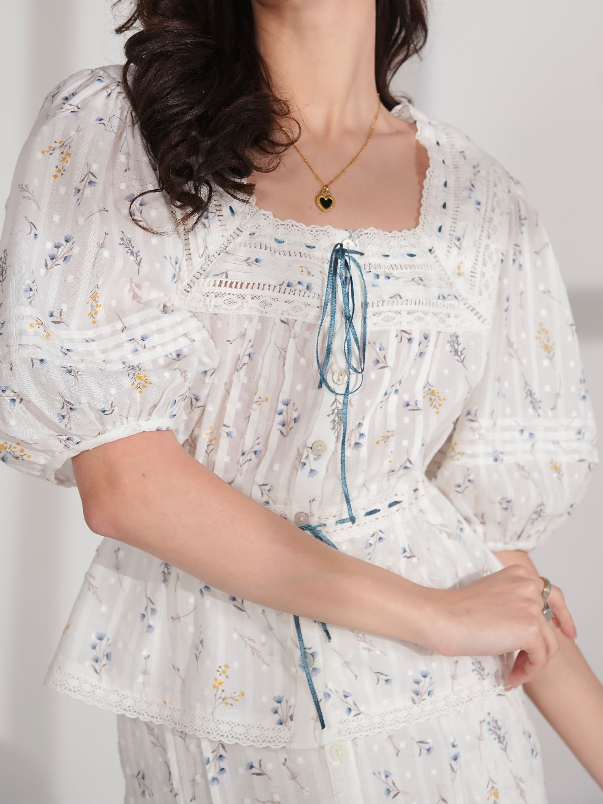 Ella Pretty Priarie Print Cotton Blouse