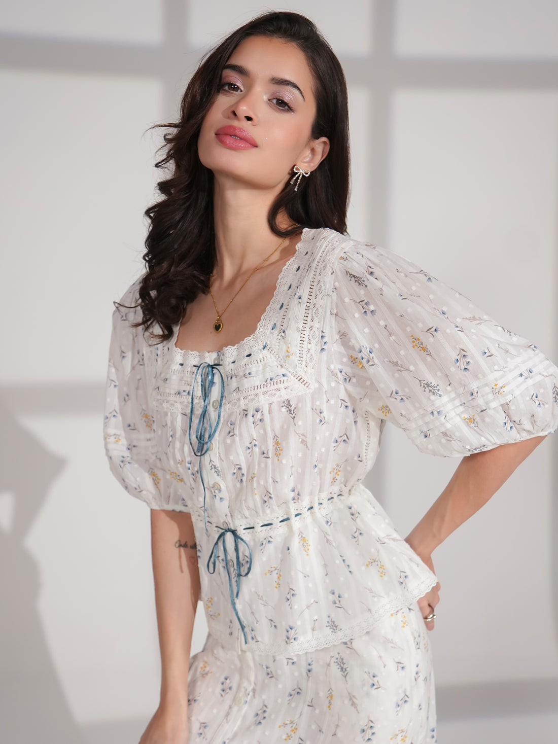 Ella Pretty Priarie Print Cotton Blouse