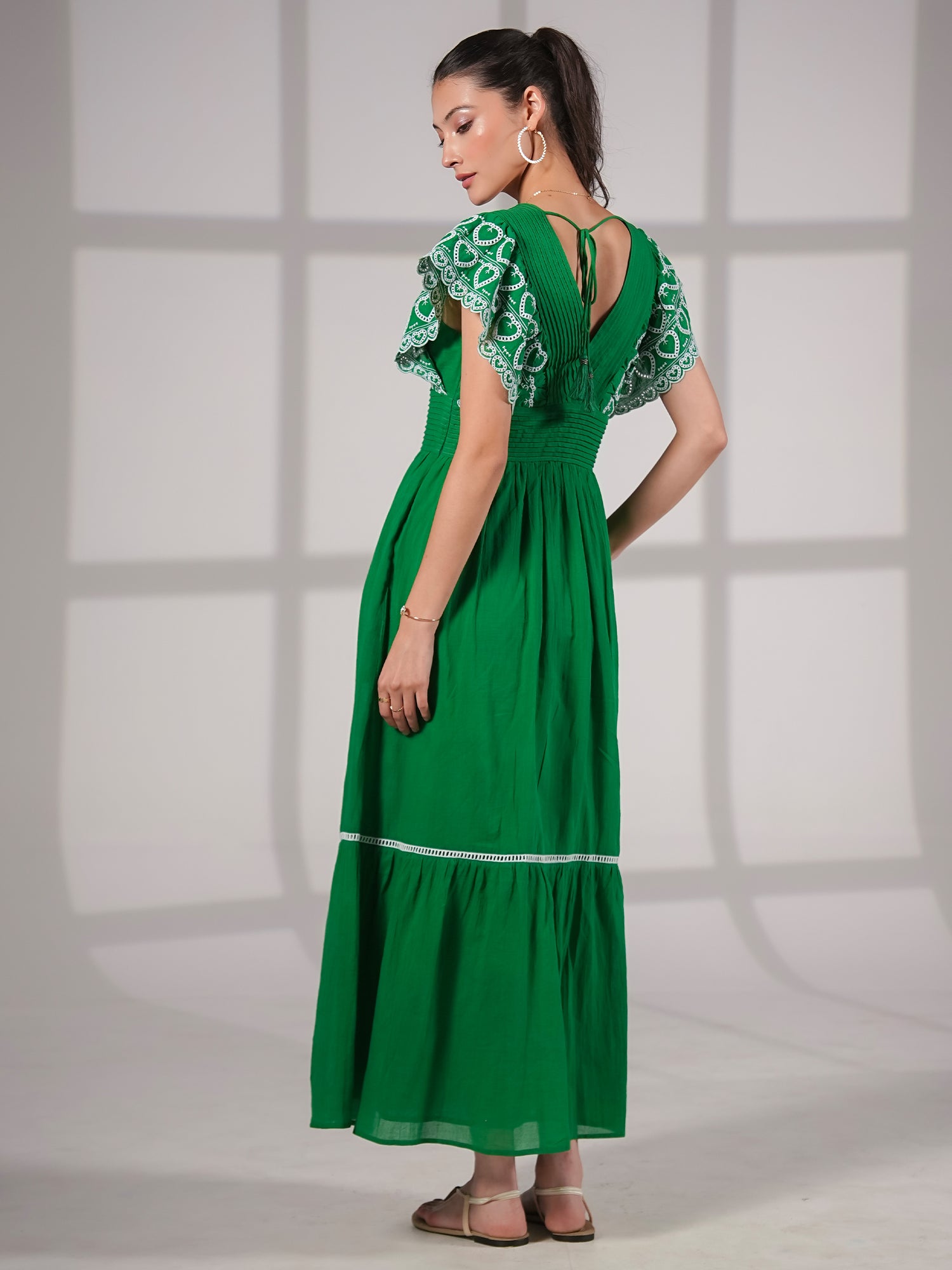Eleanor Green Cotton Maxi Dress