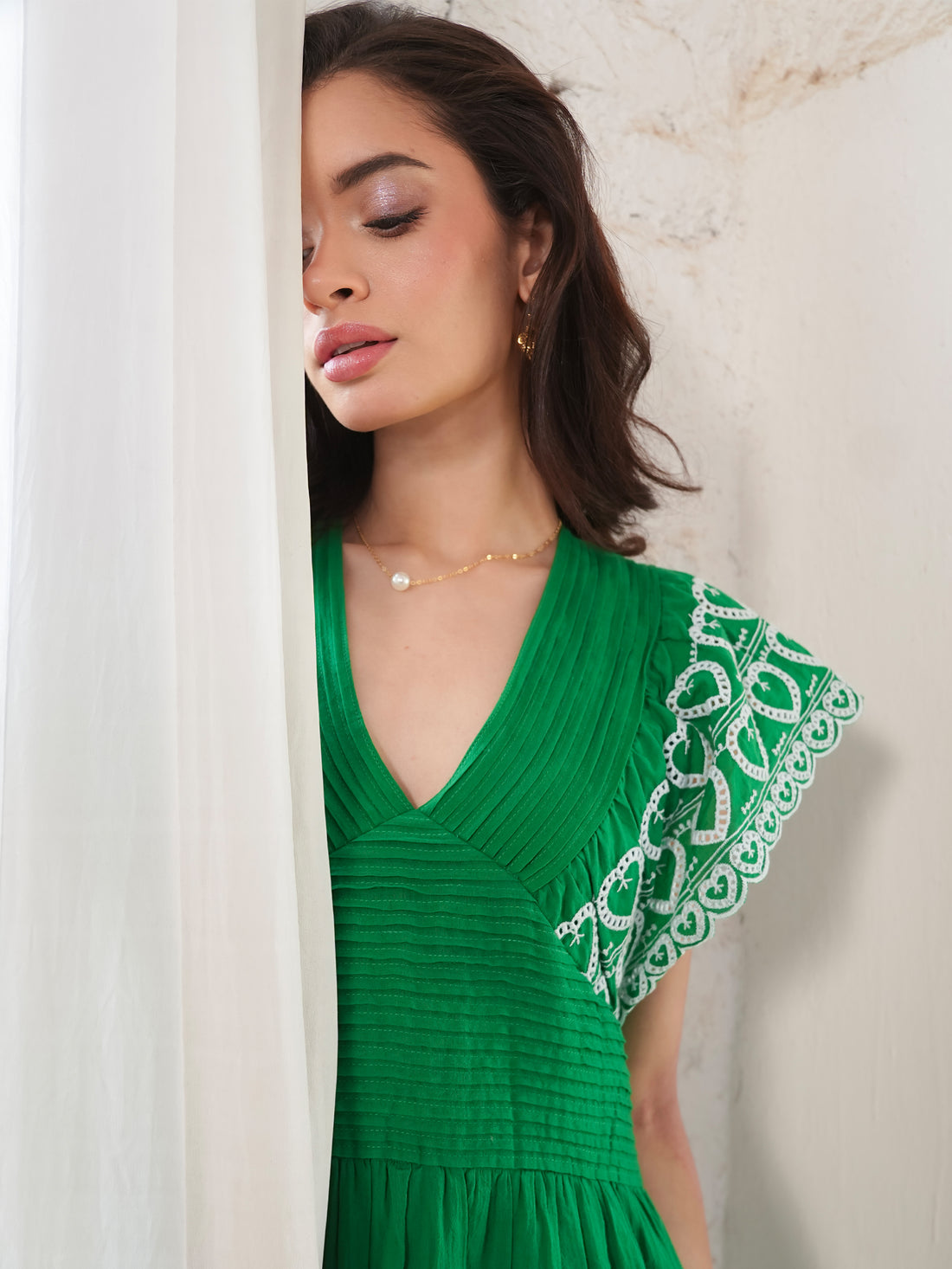 Eleanor Green Cotton Maxi Dress