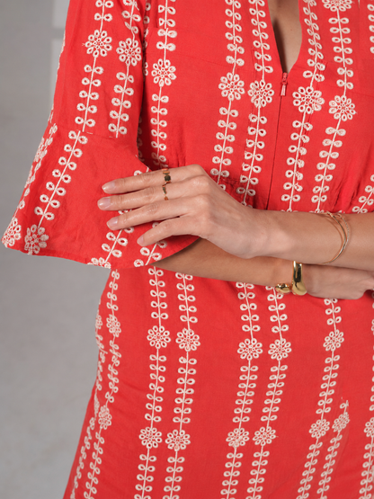 Cat Coral Embroidered Midi Dress