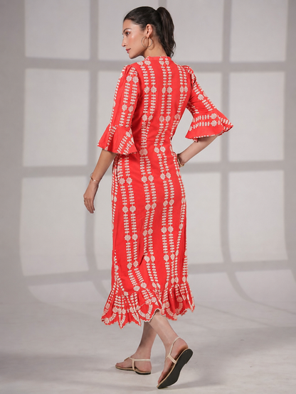 Cat Coral Embroidered Midi Dress