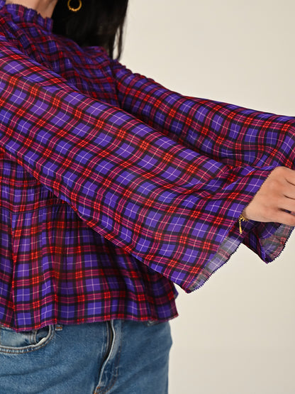 Monica Smocked Check Blouse