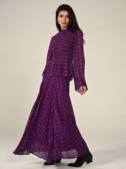 Monica Check Maxi Skirt