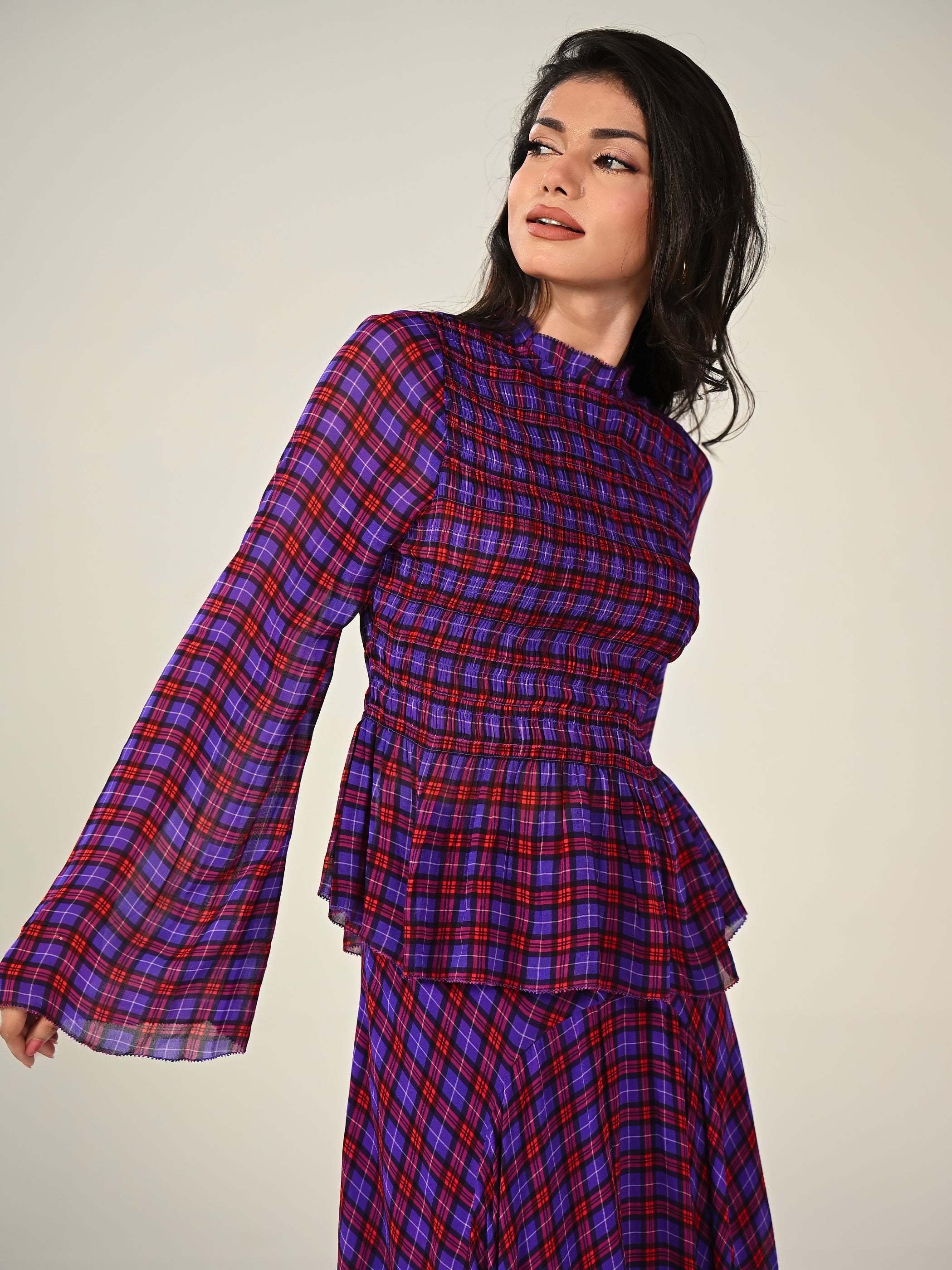 Monica Check Maxi Skirt