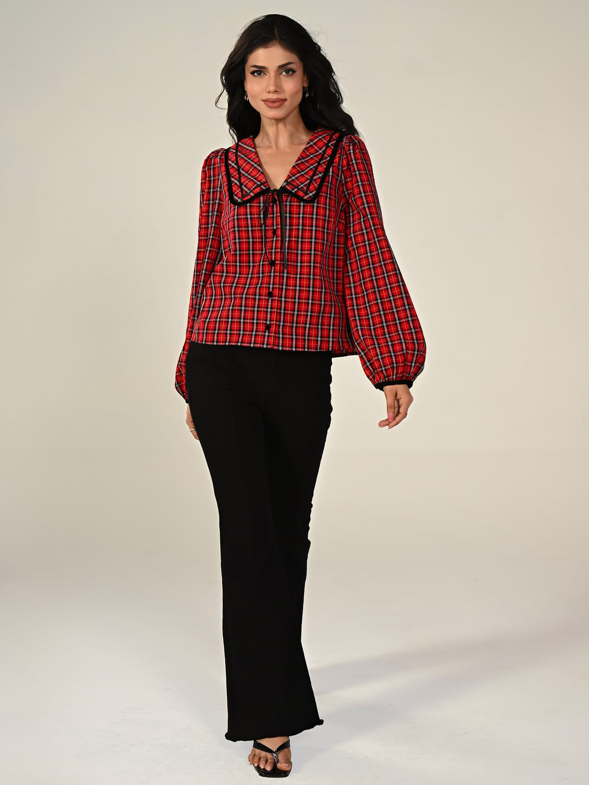 Sally Tartan Check Blouse