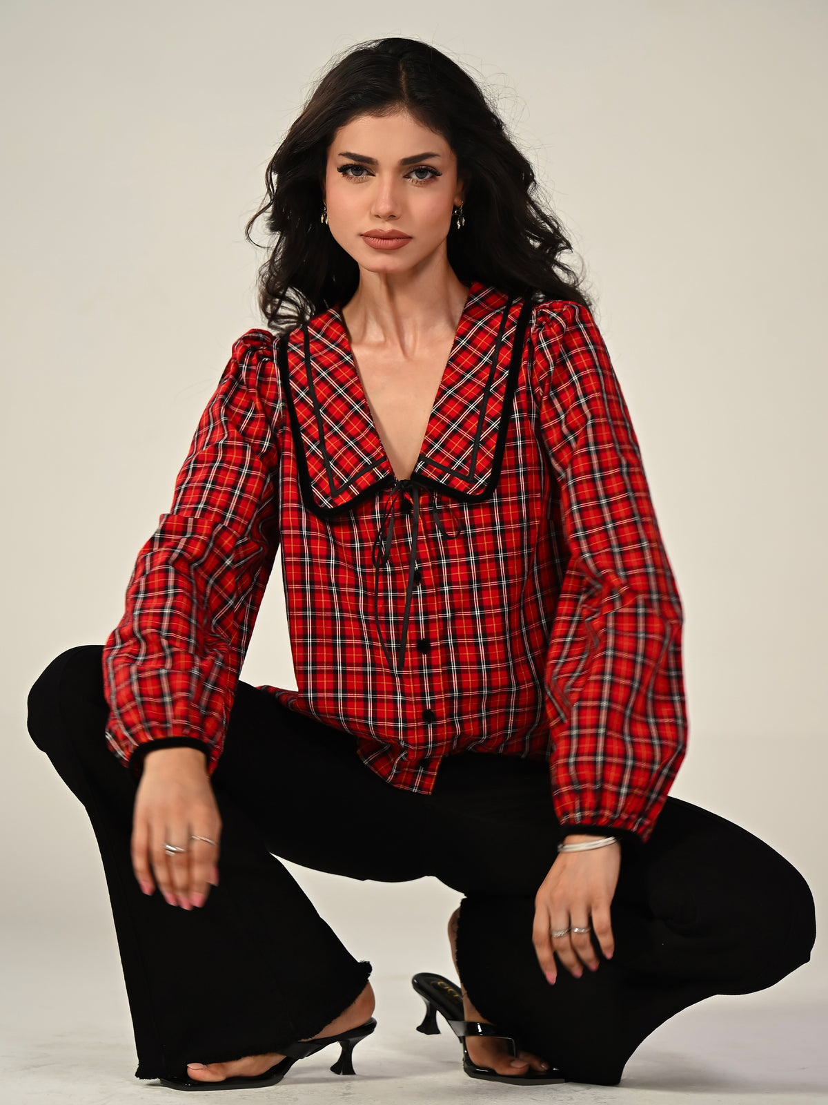 Sally Tartan Check Blouse
