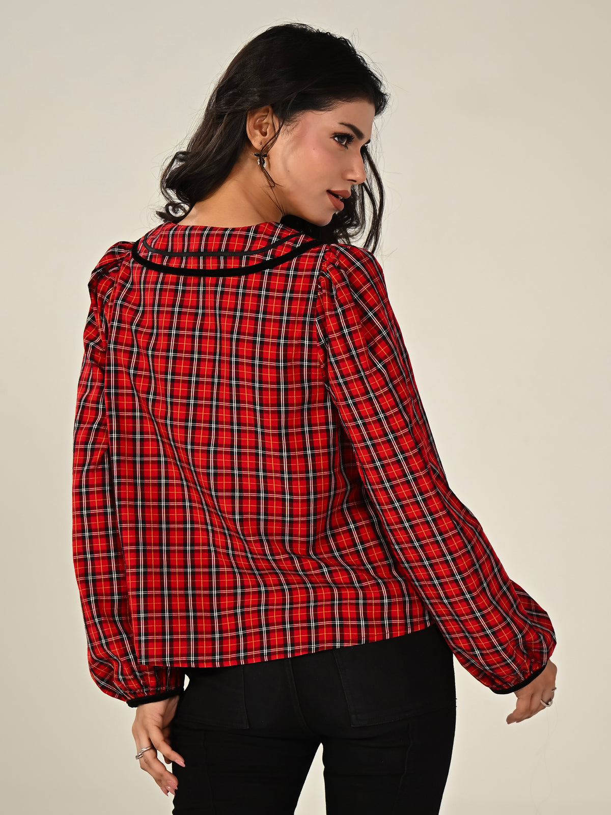 Sally Tartan Check Blouse