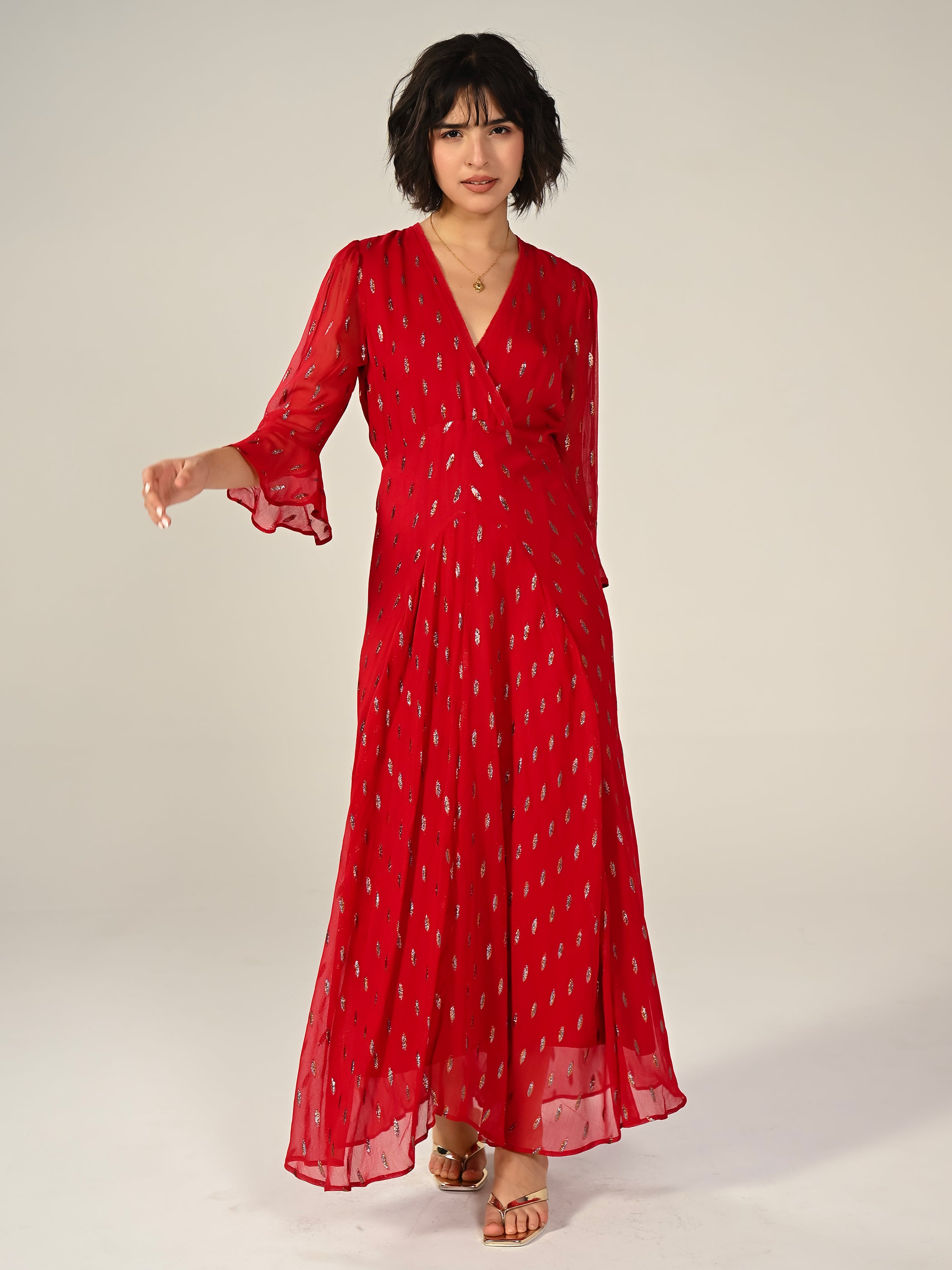 Tory Red Sparkle Maxi Dress