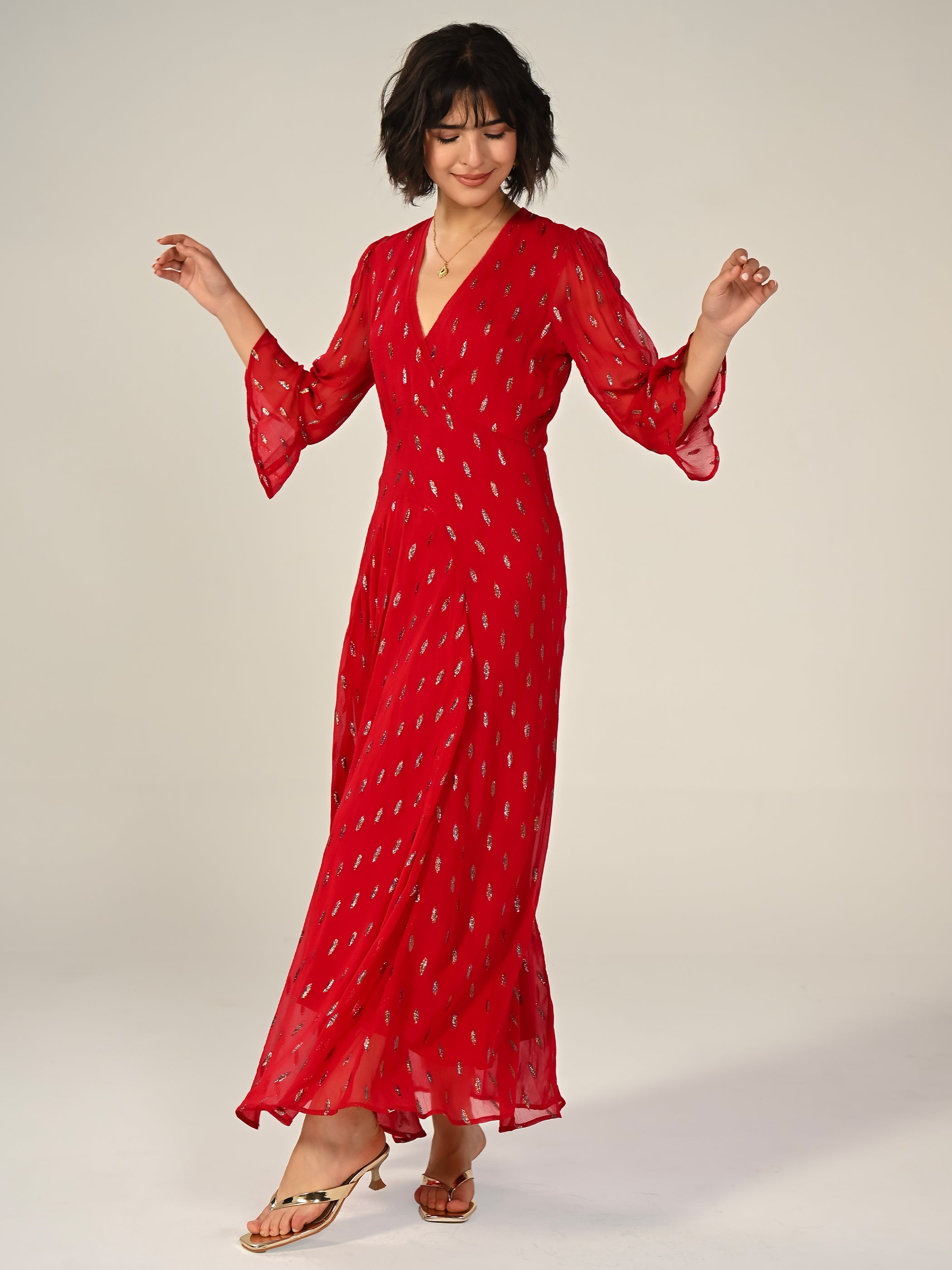 Tory Red Sparkle Maxi Dress