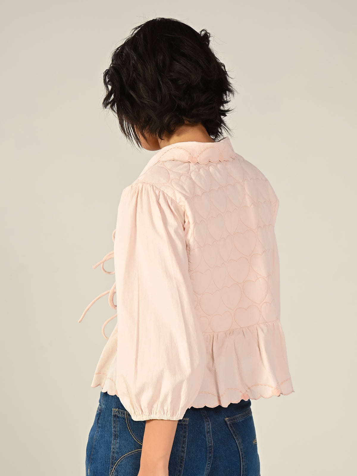 Jay Pink Cord Embroidered Jacket
