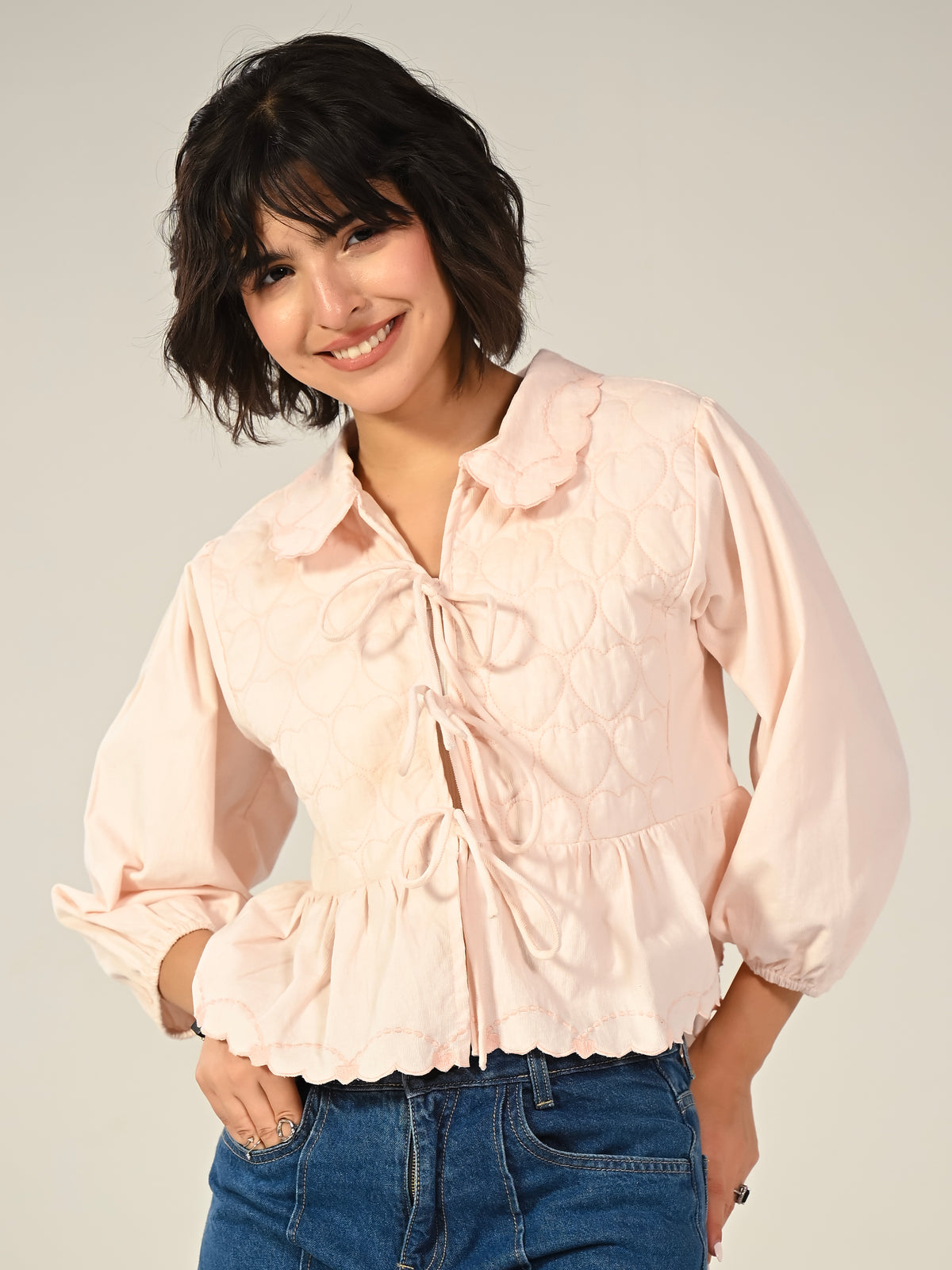 Jay Pink Cord Embroidered Jacket
