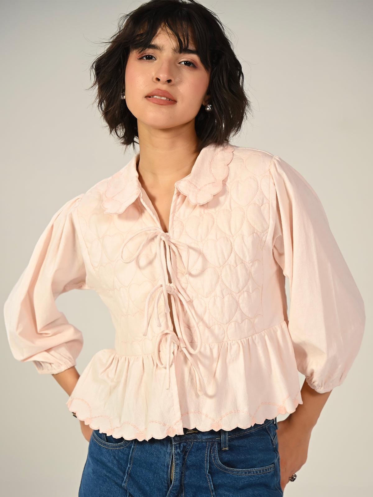 Jay Pink Cord Embroidered Jacket