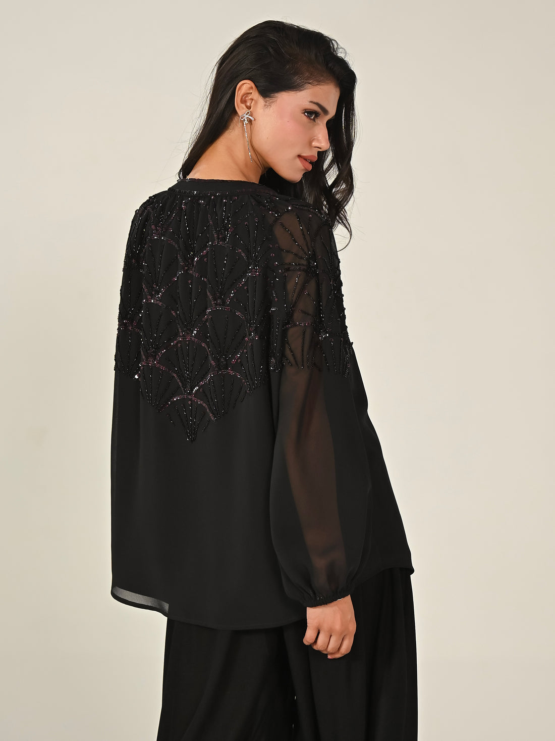 Gemma Black Hand Embellished Blouse