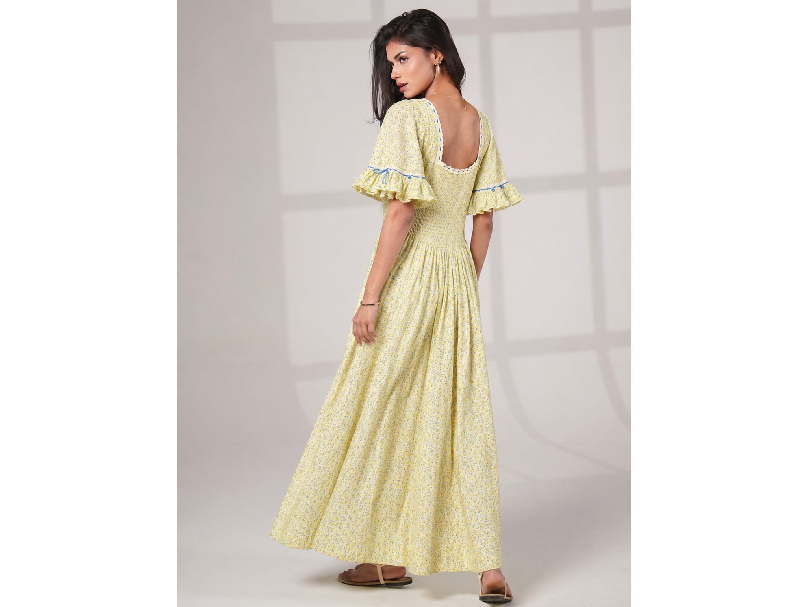 Mori Lemon Print Maxi Dress