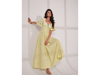 Mori Lemon Print Maxi Dress