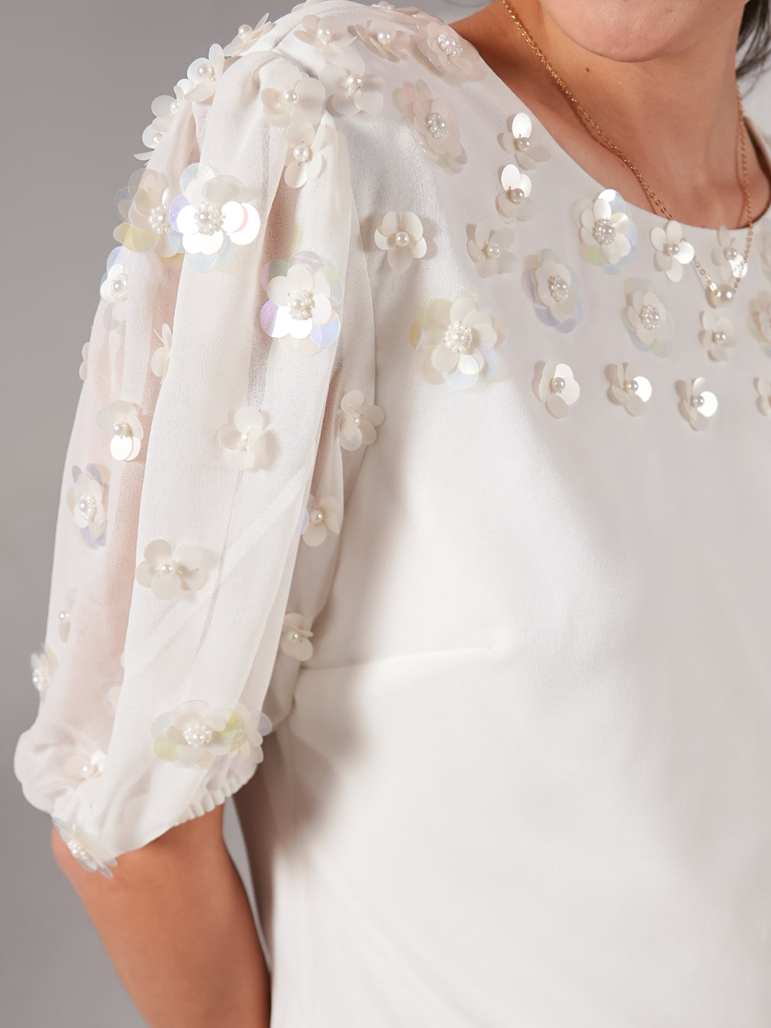 Morena Ivory Hand Embellished Top