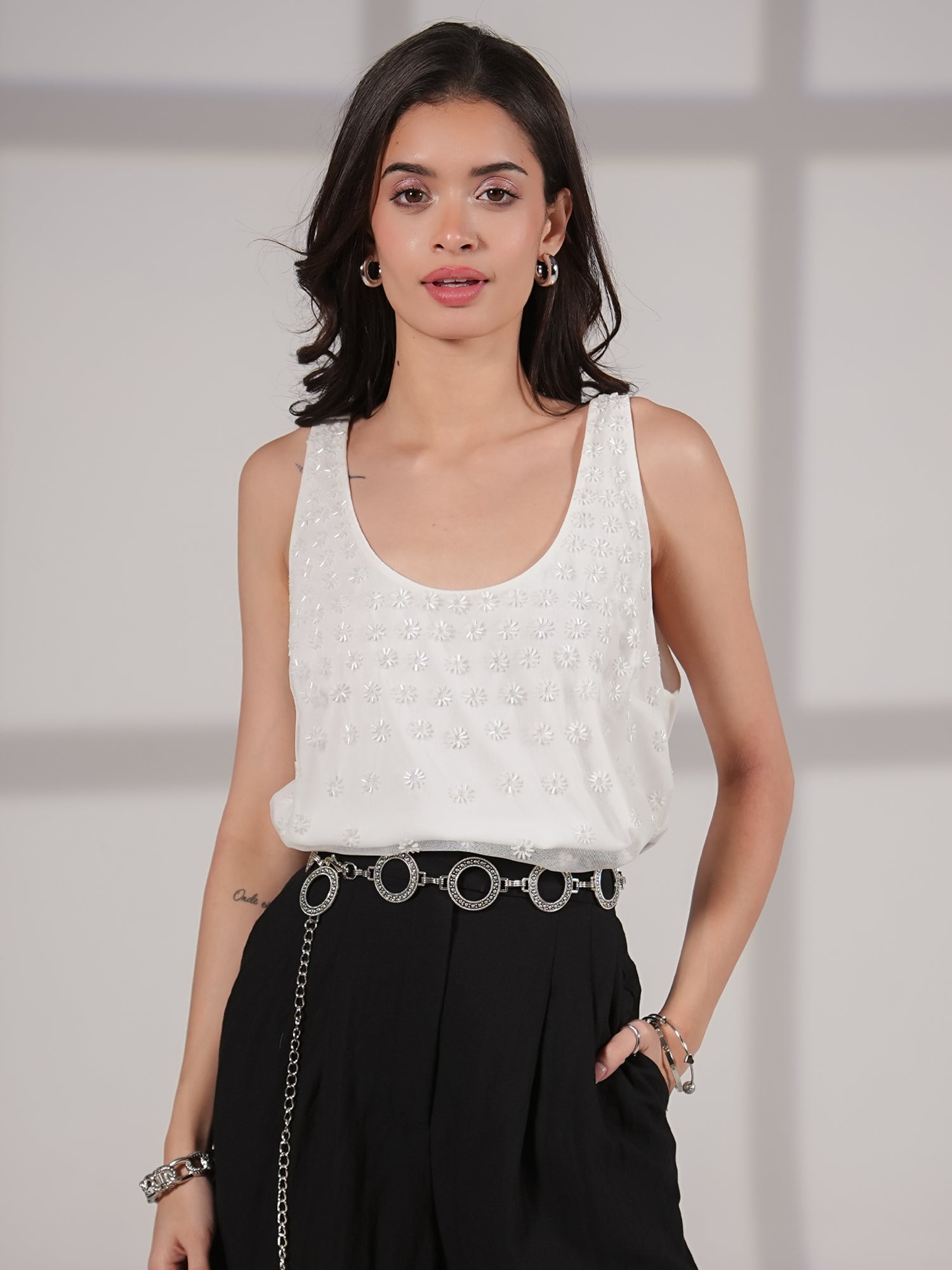 Selene Ivory and Pearl Hand Beaded Vest