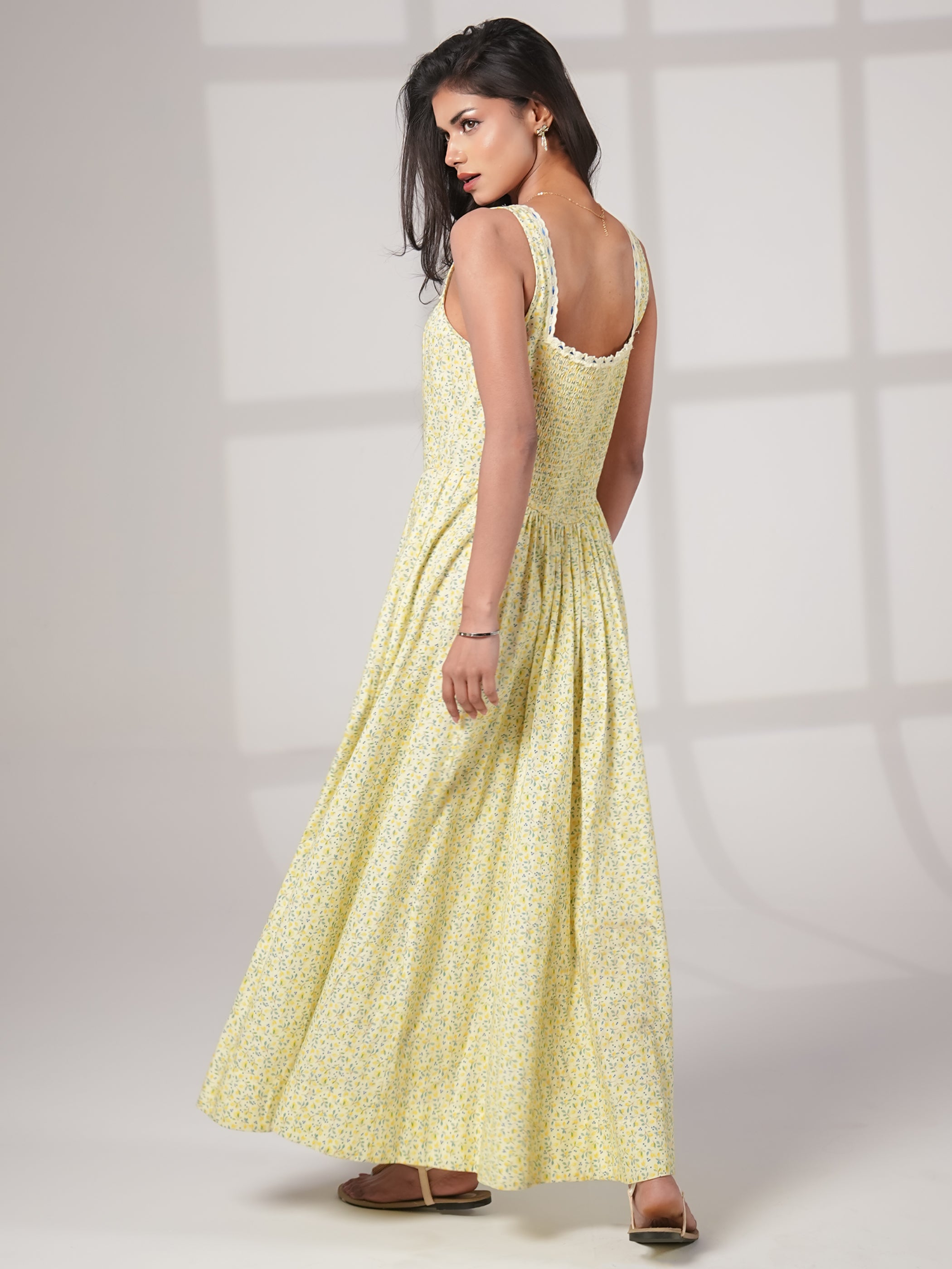 Mori Lemon Print Maxi Dress