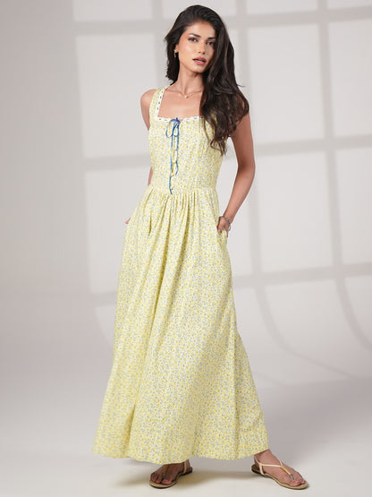 Mori Lemon Print Maxi Dress