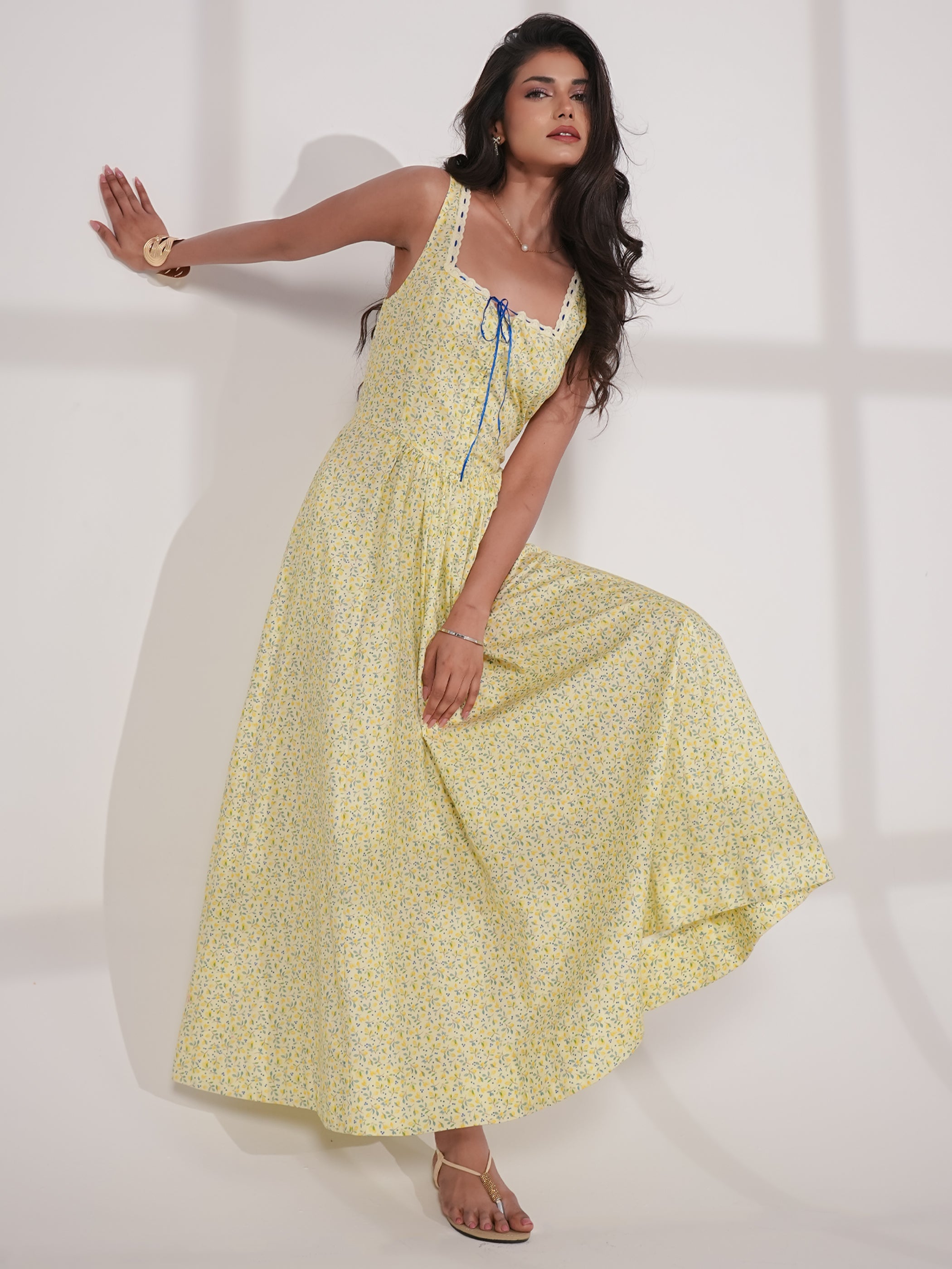 Mori Lemon Print Maxi Dress