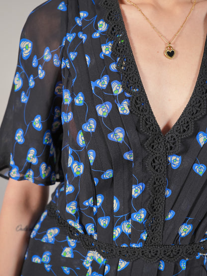 Sophia Black Floral Print Maxi Dress