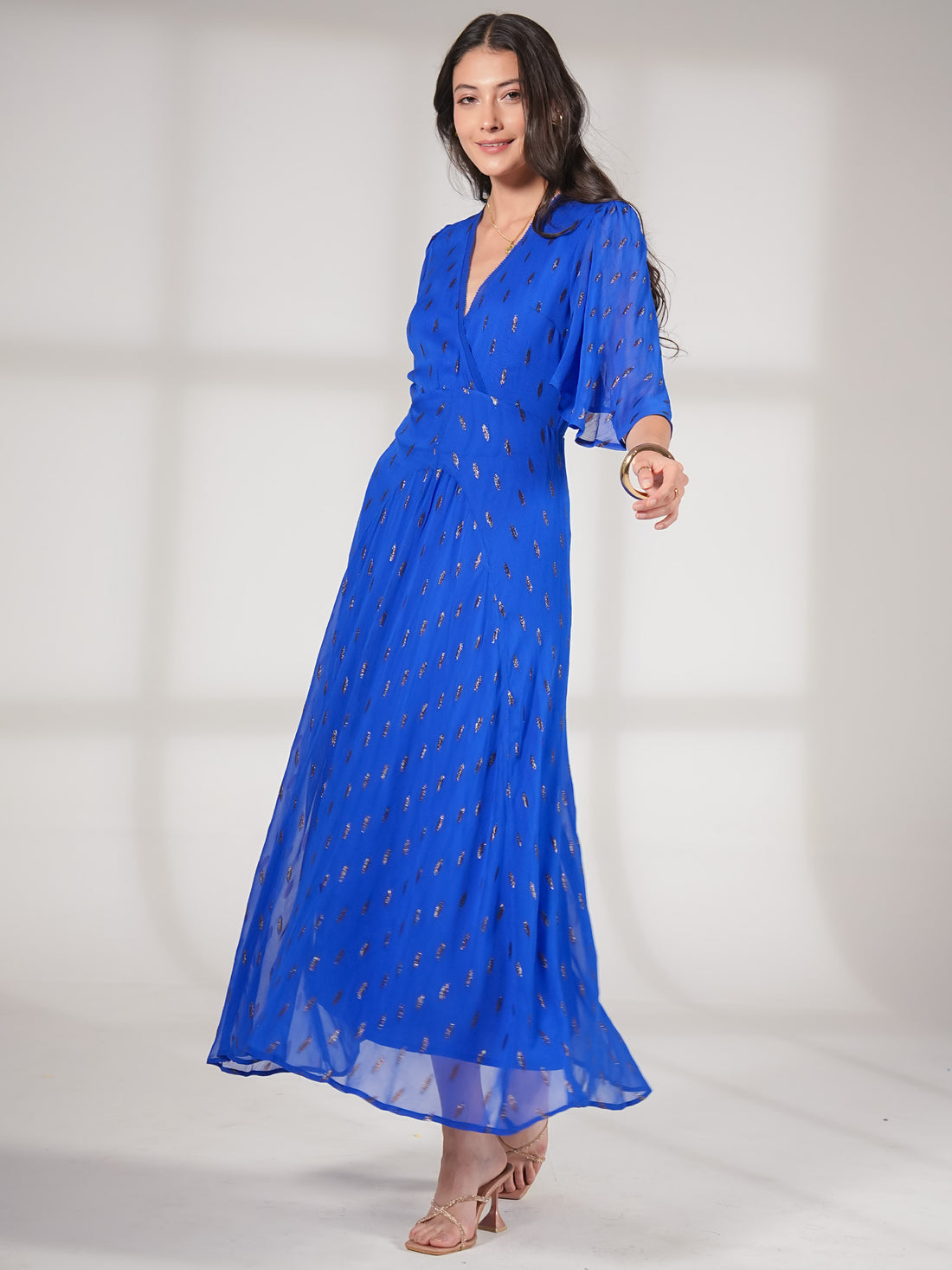 Talia Blue Sparkle Maxi Dress