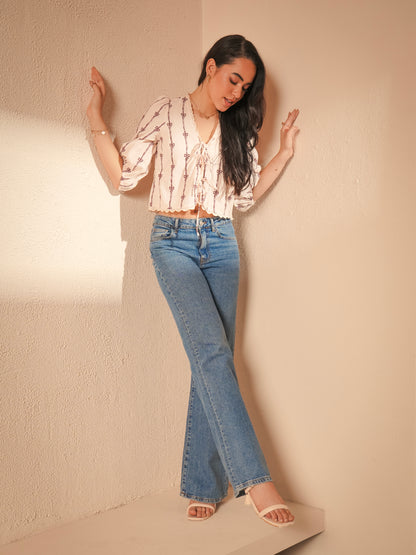 Beatrix Pink Cord Embroidered Shirt