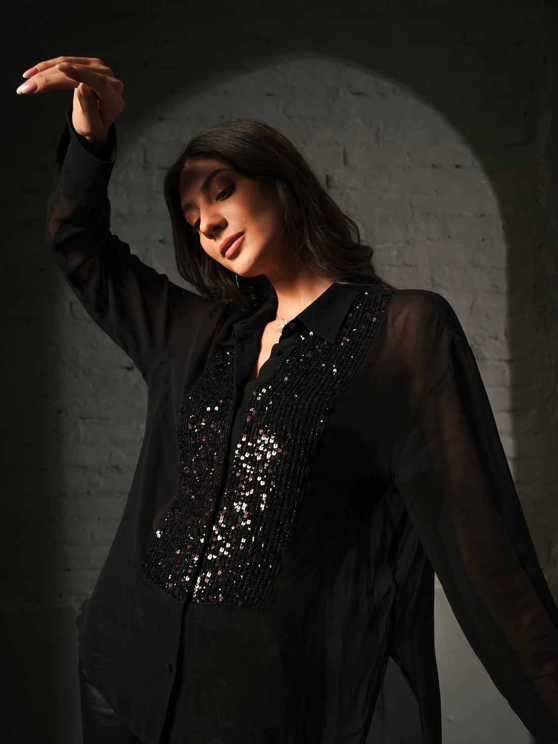 Faye Black Sequin Shirt